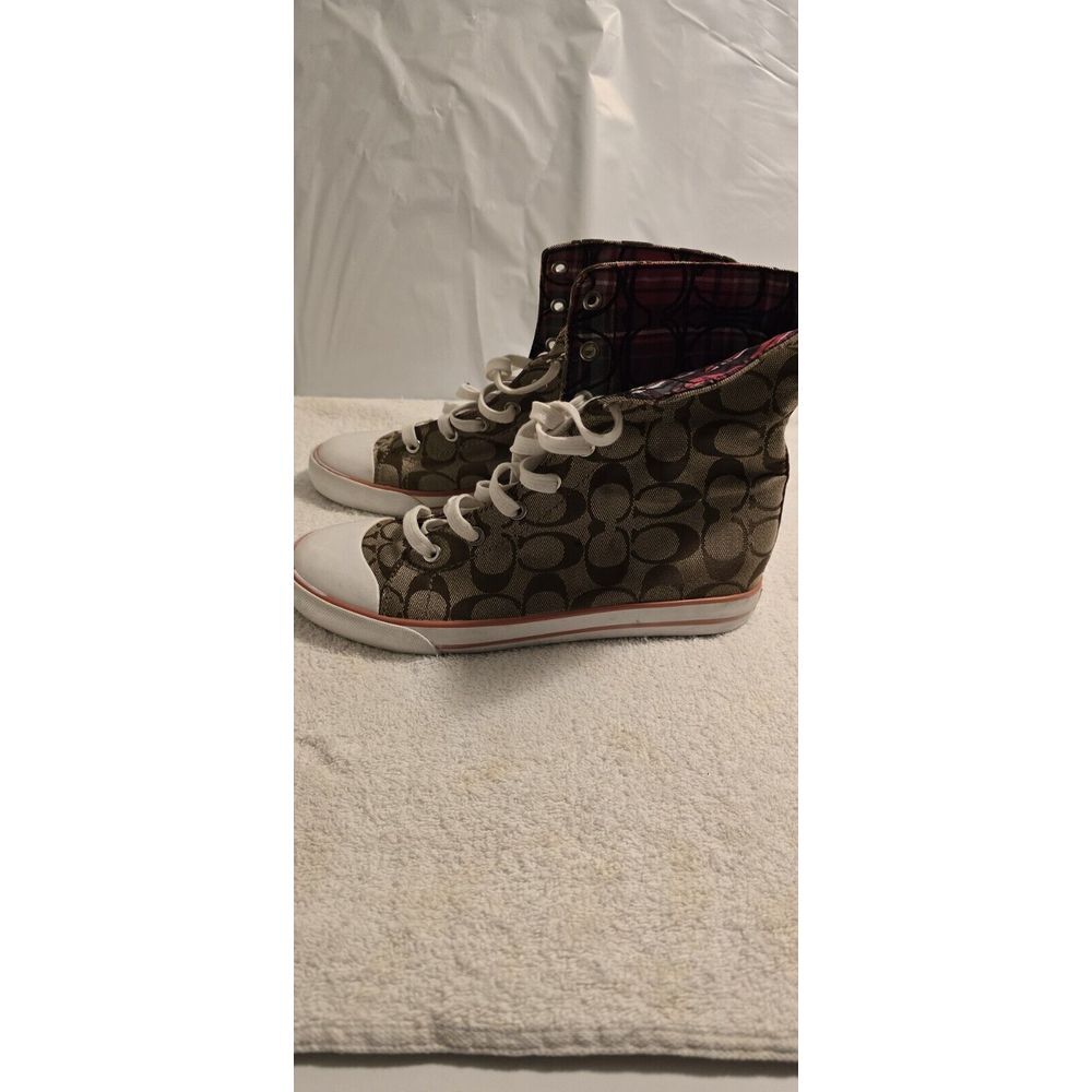 Coach Bonney Brown High Top Chuck Taylor Lace Sneakers Shoes Women 8 US - Picture 2 of 6